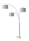 Homezia 74" White Three Light Adjustable Led Tree Floor Lamp With Gray Drum Shade