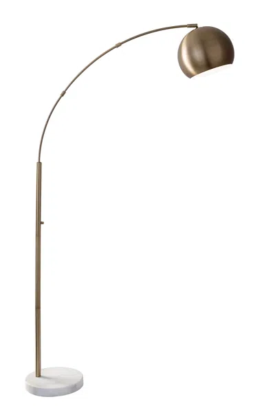 Homezia 78" Brass Arc Floor Lamp With Brass Solid Color Bowl Shade In Brown
