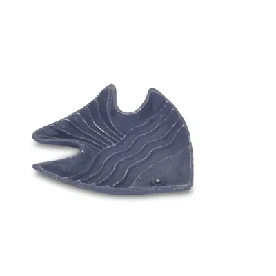 Homezia 8" Blue Gray Angel Fish Metal Handmade Tray In Multi