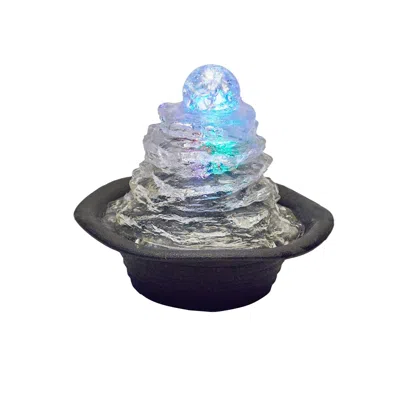 Homezia 8" Clear Polyresin Tabletop Fountain With Led