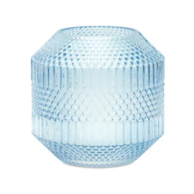 Homezia 8" Crystal Glass Blue Round Table Vase