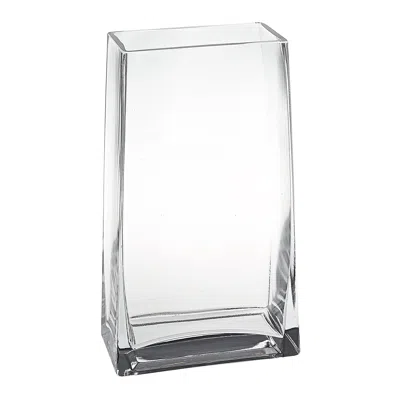 Homezia 8" Crystal Glass Clear Rectangle Table Vase In Transparent