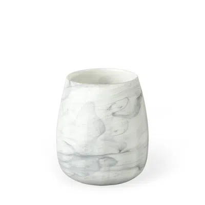 Homezia 8" Gray And Cream Marble Design Glass Vase