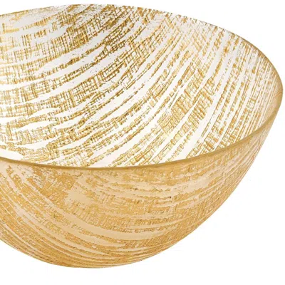 Homezia 8 Hand Crafted Glass Gold Accent Salad Or Serving Bowl In Multi