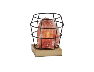 Homezia 8" Himalayan Salt Accent Lamp With Black Cage Shade