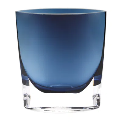 Homezia 8 Mouth Blown Glass European Made Midnight Blue Pocket Shaped Vase