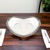 Homezia 8" Mouth Blown Seeded Glass Heart Plate With Silver Rim In Multi