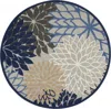 Shop Homezia 8' Round Blue And Gray Round Floral Indoor Outdoor Area Rug