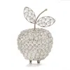 Homezia 8" Silver And Faux Crystal Decorative Apple Tabletop Sculpture