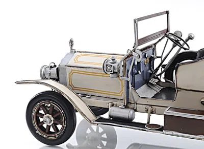 Homezia 8" Silver Metal C1909 Rolls Royce Hand Painted Decorative Car