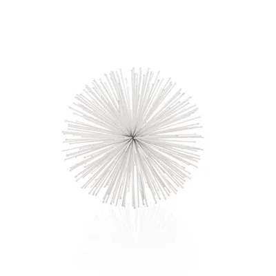 Homezia 8" White Iron Decorative Orb Tabletop Sculpture