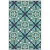 Homezia 8' X 11' Blue And Green Indoor Outdoor Area Rug