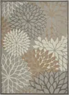 Homezia 8' X 11' Gray And Ivory Floral Indoor Outdoor Area Rug