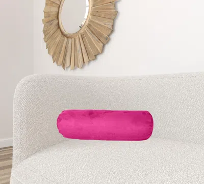 Homezia 8" X 20" Fuchsia Bolster Microsuede Zippered Pillow In Pink