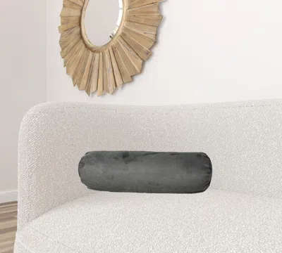 Homezia 8" X 20" Gray Bolster Zippered Microsuede Solid Color Bolster Pillow