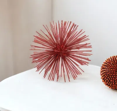 Homezia 8" X 8" X 8" Red Medium Spiked Sphere In Blue