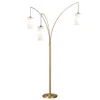 Homezia 83" Brass Three Light Tree Floor Lamp With White Frosted Glass Drum Shade