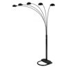 Homezia 84" Black Five Light Arc Floor Lamp With Black Dome Shade