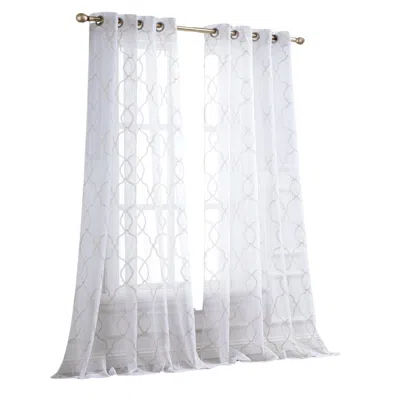 Homezia 84" Charcoal Trellis Pattern Embroidered Window Curtain Panel In Gray