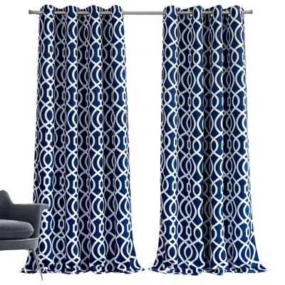 Homezia 84" Navy Blue Trellis Black Out Window Curtain Panel