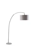 Homezia 86" Beige And Antique Gold Arched Floor Lamp With Gray Drum Shade