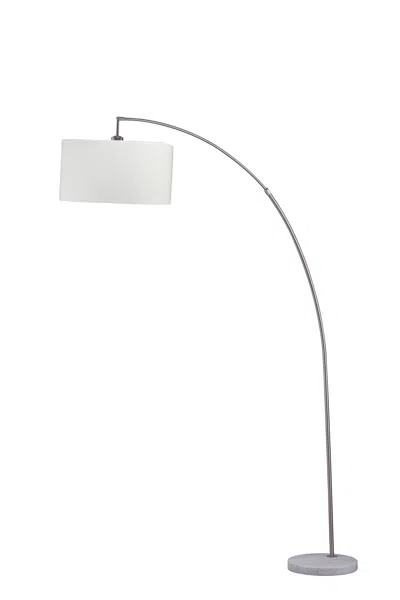 Homezia 86" White And Silver Arc Floor Lamp With White Drum Shade