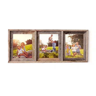Homezia 8x10 Trio Rustic Weathered Grey Picture Frame With Plexiglass Holder