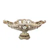 Homezia 9" Beige And Gold Polyresin Decorative Bowl
