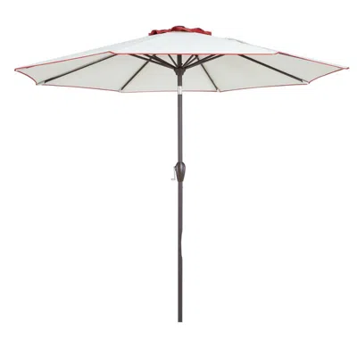 Homezia 9' Beige And Terracotta Polyester Octagonal Tilt Market Patio Umbrella