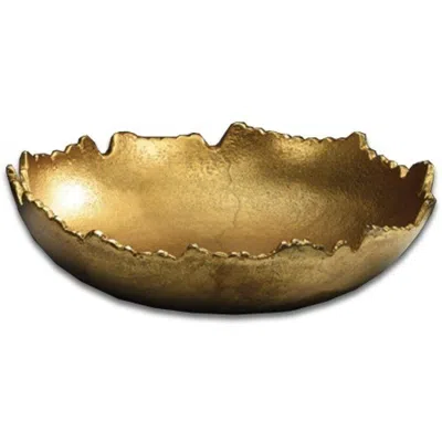 Homezia 9" Gold Abstract Torn Texture Serving Bowl In Multi