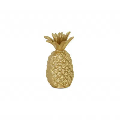 Homezia 9" Gold Cast Iron Pineapple Hand Painted Sculpture