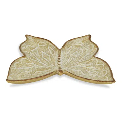 Homezia 9" Gold Novelty Metal Handmade Tray In Multi