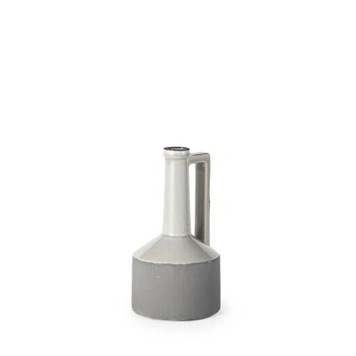 Homezia 9" Gray And Off White Ceramic Jug Vase