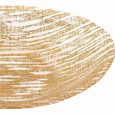 Homezia 9 Hand Crafted Glass Oval Gold Salad Or Centerpiece Bowl In Multi