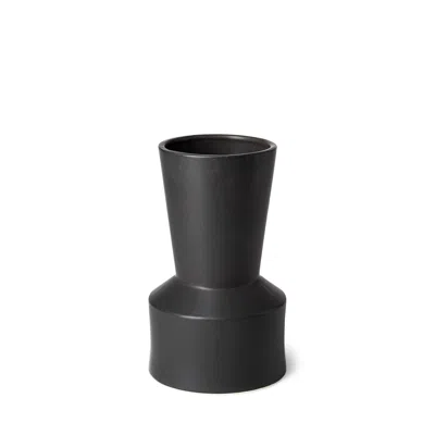 Homezia 9" Matte Black Contempo Deco Ceramic Vase