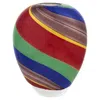 Homezia 9" Red And Green Murano Glass Striped Round Table Vase