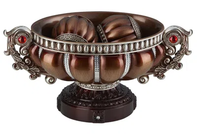Homezia 9" Reddish Bronze And Silver Polyresin Decorative Bowl With Orbs In Brown