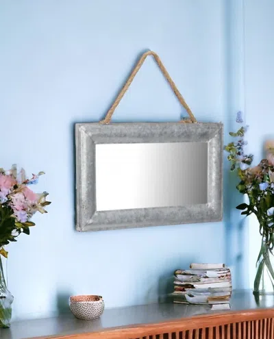 Homezia 9" Silver Metal Framed Accent Mirror