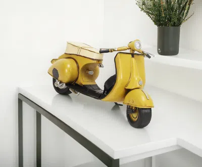 Homezia 9" Yellow And Black Metal Hand Painted Model Motorcycle