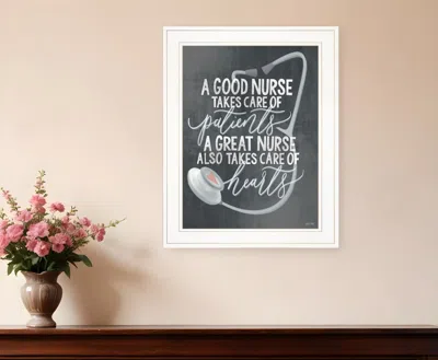 Homezia A Nurses Heart 1 White Framed Print Wall Art In Gray