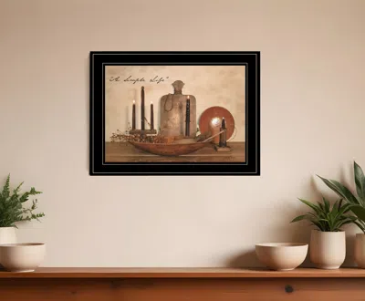 Homezia A Simple Life 3 Black Framed Print Wall Art In Brown