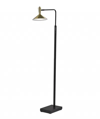 Homezia Adjustable Brass Spotlight Led Floor Lamp In Black Metal