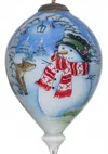Homezia Adorable Snowman And Deer Hand Painted Mouth Blown Glass Ornament