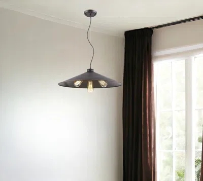 Homezia Alcove 4-light Oil-rubbed Bronze Pendant With Raw Brass Interior Shade In Brown