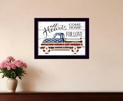 Homezia All Hearts Come Home For Love Truck 1 Black Framed Print Wall Art