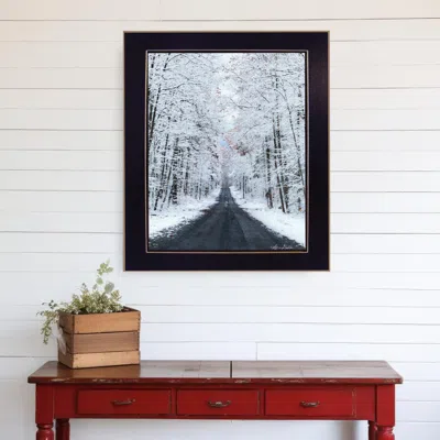 Homezia All Roads Lead Home Winter Lane Black Framed Print Wall Art
