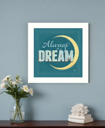 Homezia Always Dream White Framed Print Wall Art In Blue