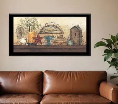 Homezia Amazing Grace Shelf 2 Black Framed Print Wall Art In Multi