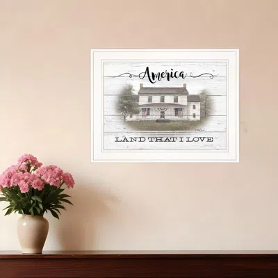 Homezia America 1 White Framed Print Wall Art
