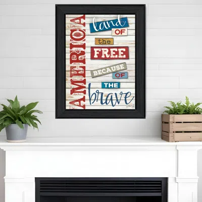Homezia America Land Of The Free Black Framed Print Wall Art In Multi